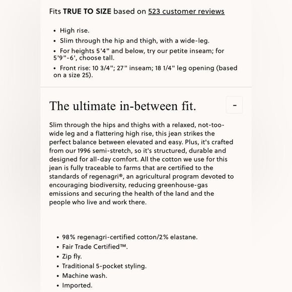 NWT J CREW Slim-wide jean in white size 35 - Picture 9 of 10